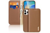 Puhelin - Kannet ja kotelot - Dux Ducis  Hivo Leather Flip Case Genuine Leather Cover Card & Document Wallet iPhone 14 Pro Max Brown - 6934913033067