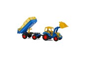 Leluautot - Cavallino Toys Cavallino Tractor with Front Loader and Trailer Blue - 3009WD01