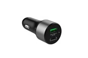 Puhelin - Adapterit & Laturit - CRONG Power Car Charger 63W – USB-C PD 45W Car Charger + USB QC 3.0 18W (Black) - CRG-PWRC-USBC63-BLK