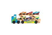 Leluautot - Melissa & Doug Wooden Vehicles Car Carrier Mega Race Car - 6073486