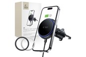 Puhelin - Muut lisävarusteet - Tech-Protect MM15W-V4 Car Phone Holder with MagSafe 15W Inductive Charger for Air Vent - Black - 9490713933787