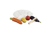 Puulelut - Primi Passi - Wooden Cutting Vegetable Set with Chef's Hat - PP1006
