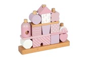 Vauva- ja taaperolelut - Small Foot - Wooden Stacking House Pink - 18pcs. - 12713