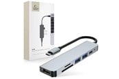USB hub - Tech-Protect HUB V3 5in1 USB-C - USB-A 3.0 / USB-A 2.0 / USB-C / HDMI / RJ45 - grey USB hub - 6 satamat - USB 2.0 - Harmaa - 9589046919343