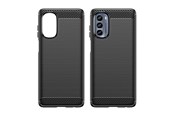 Puhelin - Kannet ja kotelot - Hurtel Carbon Case for Motorola Moto G62 5G Flexible Silicone Carbon Cover Black - 9145576271766