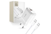 Puhelin - Adapterit & Laturit - Tech-Protect  C20W USB-C PD 20W / USB-A QC 3.0 Network Charger with USB-C / USB-C Cable - White - 9490713930373