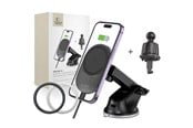 Puhelin - Adapterit & Laturit - Tech-Protect  MM15W-V1 Car Phone Holder with MagSafe 15W Inductive Charger for Cockpit / Air Vent - Black - 9490713931073