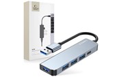USB hub - Tech-Protect HUB V0 5in1 USB-A - USB-A 3.0 / 3x USB-A 2.0 / USB-C - grey USB hub - 5 porttia - USB 2.0 - Harmaa - 9490713935255