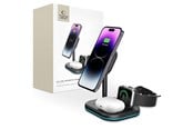 Puhelin - Adapterit & Laturit - Tech-Protect QI15W-A27 3in1 Inductive Charger with MagSafe Stand for Smartphone / Apple Watch / AirPods - Black - 9490713934586
