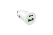 Puhelin - Adapterit & Laturit - Puro Pro Lite Car Charger 1x USB-A + 1x USB-C Power Delivery 20W - White - PUMCHUSBAC20WWHI