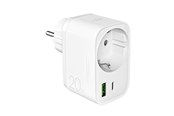 Muut kaapelit - Puro 20W Power Delivery Charger with Schuko Plug and Socket 1x USB-C + 1x USB-A - White - PUTCSPUSBAC20WWHI