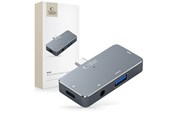 USB hub - Tech-Protect HUB V6 4in1 USB-C - USB-A 3.0 / USB-C PD100W / HDMI / mini jack 3.5mm - grey USB hub - 4 porttia - USB 3.0 - Harmaa - 9490713931585