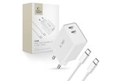 Puhelin - Adapterit & Laturit - Tech-Protect C35W AC Charger 2x USB-C PD 35W with USB-C / USB-C cable - white - 9319456605570