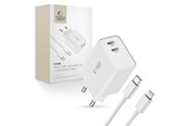 Puhelin - Adapterit & Laturit - Tech-Protect C35W AC Charger 2x USB-C PD 35W with USB-C / Lightning Cable - White - 9319456605587