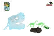 Lelut - Trend Toys 3D Dinosaur 11cm glow in the dark with keychain with 2 dino's 2 asst. 8cm. - 201068