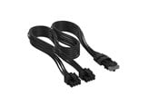 Sisäiset virtakaapelit - Corsair Elite Premium Individually Sleeved 2x 8-Pin to PCIe 12V-2x6 600W (Type 4) - Musta - CP-8920423