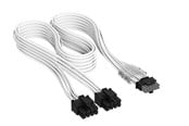 Sisäiset virtakaapelit - Corsair Elite Premium Individually Sleeved 2x 8-Pin to PCIe 12V-2x6 600W (Type 4) - Valkoinen - CP-8920424