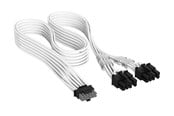 Sisäiset virtakaapelit - Corsair Elite Premium Individually Sleeved PCIe 12V-2x6 to 2x 8-pin (6+2 split) - Valkoinen - CP-8920436