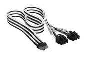 Sisäiset virtakaapelit - Corsair Elite Premium Individually Sleeved PCIe 12V-2x6 to 2x 8-pin (6+2 split) - Musta / Valkoinen - CP-8920437
