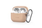 Puhelin - Kannet ja kotelot - Tech-Protect Silicone Hook Case for Apple AirPods Pro 1/2 - Beige - 5906302313280