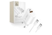 Puhelin - Adapterit & Laturit - Tech-Protect NCA30 PD 30W QC3.0 USB-A / USB-C + USB-C / USB-C Cable 100cm - White - 5906302318629