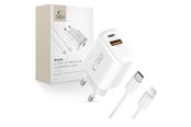 Puhelin - Adapterit & Laturit - Tech-Protect NCA30 PD 30W QC3.0 USB-A / USB-C + USB-C / Lightning Cable 100cm - White - 5906302318735