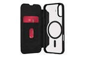 Puhelin - Kannet ja kotelot - Puro Book Mag MagSafe Leather Case with Flap and Card Slot for iPhone 16 - Black - PUIPC1661BKMAGBLK