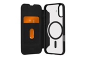 Puhelin - Kannet ja kotelot - Puro Book Mag MagSafe Leather Case with Flap and Card Slot for iPhone 16 Plus - Black - PUIPC1667BKMAGBLK