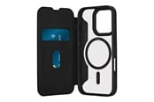 Puhelin - Kannet ja kotelot - Puro Book Mag MagSafe Leather Case with Flap and Card Slot for iPhone 16 Pro - Black - PUIPC16P61BKMAGBLK