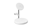 Puhelin - Adapterit & Laturit - Puro Mag Station 3-in-1 Inductive Charger with Stand - White - PUFCCSQIMAG2WHI