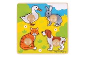Palapelit - Bigjigs Wooden My First Knob Puzzle Pets - 4 pcs. Puu - BJ224