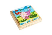 Vauva- ja taaperolelut - Bigjigs Wooden Block Puzzle Dinosaur - 9 pcs. - BJ513