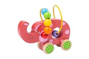 Vauva- ja taaperolelut - Bigjigs Wooden Push Elephant with Bead Spiral - BB071