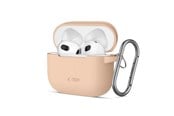 Puhelin - Kannet ja kotelot - Tech-Protect Silicone Hook Case for Apple AirPods 3 - Beige - 5906302375066