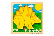 Vauva- ja taaperolelut - Bigjigs Wooden Shape Puzzle Stegosaurus - 4 pcs. - 38033