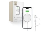 Puhelin - Adapterit & Laturit - Tech-Protect QI15W-A44 Magnetic Wireless Charger with MagSafe - White - 5906302380329