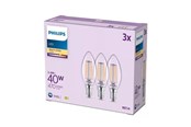 Lamput - Philips LED-lamppu B35 3,4W/827 (40W) Clear 3-pack E14 - 929004589661