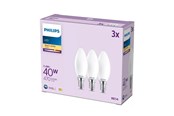 Lamput - Philips LED-lamppu B35 3,4W/827 (40W) Frosted 3-pack E14 - 929004589761