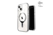 Puhelin - Kannet ja kotelot - Speck Presidio Perfect-Clear Grip ClickLock & MagSafe - iPhone 17e / 16e / 15 / 14 / 13 Case - Clear / Chrome Finish / Serene Silver - 150443-3199