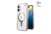 Puhelin - Kannet ja kotelot - Speck Presidio Perfect-Clear ClickLock & MagSafe - iPhone 16 Case - Clear / Chrome Finish / Serene Silver - 150691-3199