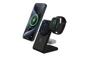 Puhelin - Adapterit & Laturit - CRONG MagSpot Pivot Stand - 3-in-1 Wireless Charger with MagSafe for iPhone Apple Watch and AirPods - Black - CRG-MSPS-BLK