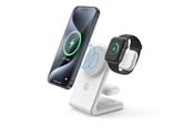 Puhelin - Adapterit & Laturit - CRONG MagSpot Pivot Stand - 3-in-1 Wireless Charger with MagSafe for iPhone Apple Watch and AirPods - White - CRG-MSPS-WHT
