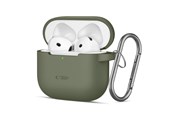 Puhelin - Kannet ja kotelot - Tech-Protect  Silicone Hook Case for AirPods 4 - Green - 5906302370085