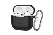 Puhelin - Kannet ja kotelot - Tech-Protect Silicone Hook Case for AirPods 4 - Black - 5906302370047