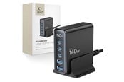 Puhelin - Adapterit & Laturit - Tech-Protect DC140W-GAN 5-PORT PD140W/QC3.0 Charging Station - Black - 5906302375455