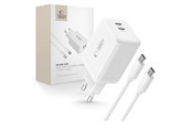 Puhelin - Adapterit & Laturit - Tech-Protect NC45W-GAN 2-PORT PD45W + TYPE-C CABLE - White - 5906302372409