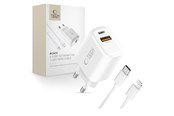 Puhelin - Adapterit & Laturit - Tech-Protect  NCA20 PD 20W QC3.0 USB-A / USB-C + USB-C / Lightning Cable 100cm - White - 5906302330546