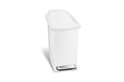 Kylpyhuoneen lisätarvikkeet - Simplehuman 10L slim pedal bin white plastic - CW1332