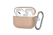 Puhelin - Kannet ja kotelot - Tech-Protect Silicone Hook Case for AirPods Pro - Beige - 5906302333158