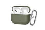 Puhelin - Kannet ja kotelot - Tech-Protect  Silicone Hook Case for AirPods Pro - Olive - 5906302333189